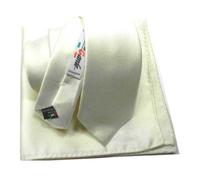 COMPLETO panna CRAVATTA slimSKINNY TIE 6 CRAVATTINO E FAZZOLETTO MADE ITALY