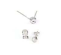 Completo Parure Collana e Orecchini Punto Luce in Argento 925 Rodiato oro Bianco
