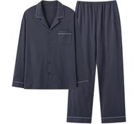 Completo Pigiama da Donna in Cotone con Maglia a Maniche Lunghe e Pantaloni con Elastico in Vita, Stampa Floreale, Abbigliamento Invernale per Il Relax. (XL)