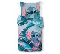 Completo Piumone Singolo 100% Cotone Disney Lilo & Stitch Floreale - Include una federa per cuscino 80 x 80