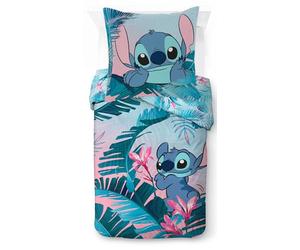 Completo Piumone Singolo 100% Cotone Disney Lilo & Stitch Floreale - Include una federa per cuscino 80 x 80
