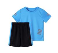 Completo Running Bimbo t-Shirt Tecnica Traspirante e Pantaloncini con Tasche, Elementi Riflettenti per Sicurezza