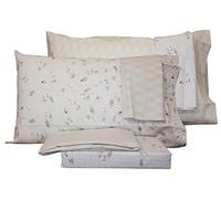 COMPLETO SACCO COPRIPIUMINO LETTO MATRIMONIALE DUE 2 PIAZZE COTONE ZUCCHI BASICS DOPPIA FEDERA SACCA + SOTTO + 4 FEDERE (LITTLE FLOWERS BEIGE)