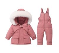 Completo Sci Bambino 2 Pezzi Giacca con Cappuccio + Salopette Imbottita Tuta da Sci Termica Inverno Calda Neve Antivento Tuta Invernale con Muta Sfoderabile Outdoor Softshell Snowboard