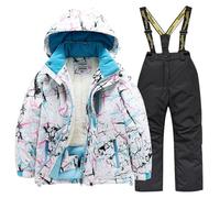 Completo Sci Bambino Stampa Mimetica per Ragazzi Tuta da Sci Termica Inverno Calda Neve Antivento Tuta Invernale con Muta Sfoderabile Outdoor Softshell Snowboard