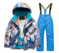 Completo Sci Bambino Stampa Mimetica per Ragazzi Tuta da Sci Termica Inverno Calda Neve Antivento Tuta Invernale con Muta Sfoderabile Outdoor Softshell Snowboard