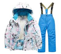Completo Sci Bambino Stampa Mimetica per Ragazzi Tuta da Sci Termica Inverno Calda Neve Antivento Tuta Invernale con Muta Sfoderabile Outdoor Softshell Snowboard