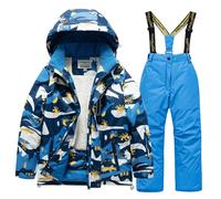 Completo Sci Bambino Stampa Mimetica per Ragazzi Tuta da Sci Termica Inverno Calda Neve Antivento Tuta Invernale con Muta Sfoderabile Outdoor Softshell Snowboard