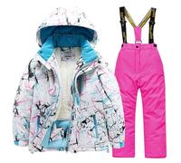 Completo Sci Bambino Stampa Mimetica per Ragazzi Tuta da Sci Termica Inverno Calda Neve Antivento Tuta Invernale con Muta Sfoderabile Outdoor Softshell Snowboard