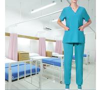 Completo Scrub Uniforme Top e Pantaloni Multi Tasche Scollo a V per Donna e