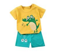 Completo Set 2 Pezzi Unisex Manica Corta Cotone Maglietta Bambini e Ragazzi Carino Anime Divertente Stampa Sport Leggero Ragazza Estate Casual Tops TShirt Solido Camicetta Elegante
