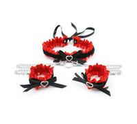 completo set sadomaso kit bondage rosso nero soft collare e manette sexy intimo