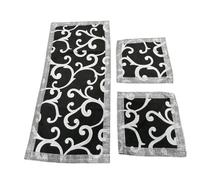 Completo Set Tris Centrini Runner 3 Pezzi In Stampa Ramage Con Fascia Swarovski