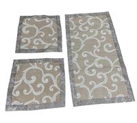 Completo Set Tris Centrini Runner 3 Pezzi In Stampa Ramage Con Fascia Swarovski