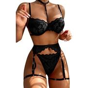 Completo Sexy Donna Intimo Provocatorio Slip Donna Adolescenziale Reggiseno Push Up Babydoll Rosso con Scollatura Profonda E Schiena Nuda per La Luna di Miele Romantica