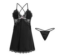 Completo Sexy Donna Rosso Collant Sexydonna Buco Sexy Backless Sweet Girl Small Plus Chest Camicie Da Notte Abito Esterno Abito Da Casa Abbigliamento Donna Vestito Lattice Black Xl