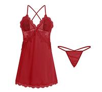 Completo Sexy Donna Rosso Collant Sexydonna Buco Sexy Backless Sweet Girl Small Plus Chest Camicie Da Notte Abito Esterno Abito Da Casa Abbigliamento Donna Vestito Lattice Red L