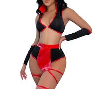 Completo Sexy Donna Rosso Collant Sexydonna Buco Sexy Lingerie for Women Role Play Outfit Cosplay Lingerie Dress Lace Teddy Apron Cosplay Outfit Set Donna San Indumenti Black XXL