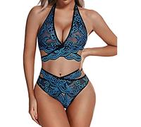 Completo Sexy Intimo Spacco Laterale Slip Costume Donna Curvy Rimodellante Reggiseno a Fascia Completo Intimo Sexy a Tre Pezzi con Guanti per Addio al Celibato/Nubilato