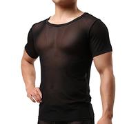 Completo Sexydonna Natale Completo Donna Secret Sexy da Uomo Mesh Traspirante Camicie Sexy Indumenti da Notte Senza Maniche Uomo See Through Mesh Vest San Set Lingerie Donna con Black S