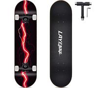 Completo Skateboard Professionale,tavola in acero a 8 strati,31'' x 8'' skateboard double kick deck concavo,Adatto per adulti, principianti, ragazzi, ragazze, adolescenti, bambini-red