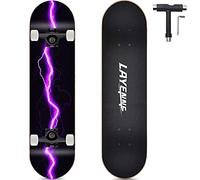 Completo Skateboard Professionale,tavola in acero a 8 strati,31'' x 8'' skateboard double kick deck concavo,Adatto per adulti, principianti, ragazzi, ragazze, adolescenti, bambini-purple
