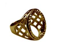 Completo Sovrano Anello Montatura 9ct Solido Oro Giallo Reticolo Con Lunetta UK