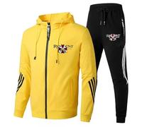 Completo Sportivo 2 Pezzi Uomo, Tuta Completa per Resident, Felpa Cappuccio Autunno Inverno e Pantaloni Jogging in Evil, Giacca Zip a Maniche Lunghe e Pantaloni a Umbrella,Yellow-s