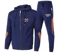 Completo Sportivo 2 Pezzi Uomo, Tuta Completa per Resident, Felpa Cappuccio Autunno Inverno e Pantaloni Jogging in Evil, Giacca Zip a Maniche Lunghe e Pantaloni a Umbrella,Blue-x_l