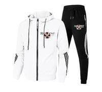 Completo Sportivo 2 Pezzi Uomo, Tuta Completa per Resident, Felpa Cappuccio Autunno Inverno e Pantaloni Jogging in Evil, Giacca Zip a Maniche Lunghe e Pantaloni a Umbrella,White-x_l