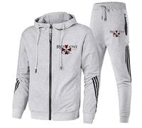 Completo Sportivo 2 Pezzi Uomo, Tuta Completa per Resident, Felpa Cappuccio Autunno Inverno e Pantaloni Jogging in Evil, Giacca Zip a Maniche Lunghe e Pantaloni a Umbrella,Grey-l