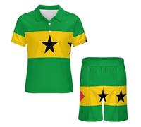 Completo Sportivo Da Uomo Composto Da Polo E Pantaloncini Due Pezzi Con Stampa Bandiera Repubblica Democratica Di São Tomé E Príncipe Maglietta E Pantaloncini Estivi Casual Per Libero All'Aperto