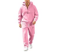 Completo sportivo da uomo di Parigi, set di due pezzi in velluto, rosa, S