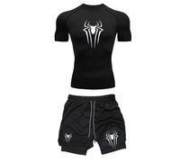 Completo Sportivo Marvel Set Uomo Spiderman 2025 Palestra MMA Compressione Nero