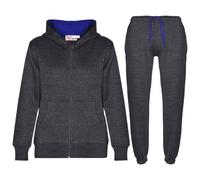 Completo Sportivo Per Bambini Grigio Carbone E Blu Reale Con Felpa E Pantaloni