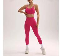 Completo Sportivo Rosa Fucsia Due Pezzi Con Top Incrociato E Leggings T103D36A33