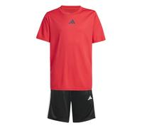 adidas Unisex - Bambini TRAIN ESSENTIALS 3-STRIPES T-SHIRT SET, pure ruby/black, 11-12 Years