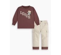 Completo T shirt e pantaloni cargo Climbing Levi's® neonato Neutral / Sable levi > clothing > kids