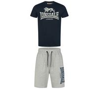 Lonsdale Set maglietta e pantaloncini da uomo, vestibilità normale, MAIR, blu scuro/Marl Grey, XXL