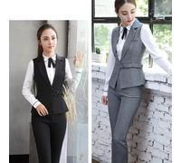 Completo Tailleur Donna Blu Nero Slim Gilet E Pantaloni Elegante W9038