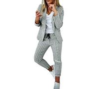 Completo Tailleur Donna Offerte da Cerimonia Blazer a Maniche Lunghe con bottoni e Pantaloni Tute Curvy Formale Autunno Invernale 2 Pezzi Elegante Casual Abiti Donne Ufficio Eleganti Taglie Forti