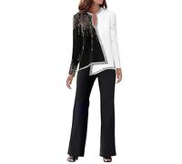 Completo Tailleur Donne Pantaloni e Blazer a Maniche Lunghe Risvolto Casual Complete Lavoro Offerte Completo 2 Pezzi Curvy Taglie Forti Tute da Cerimonia Manica Lunga Autunno Invernale Tuta Business
