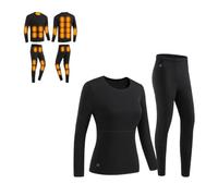 Completo Termico da Donna, Completo Intimo Termico riscaldato Intelligente Tramite USB con 28 Zone di Riscaldamento, Biancheria Intima Termica riscaldata e Pantaloni,Nero,S