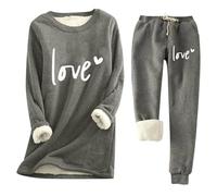 Completo Termico Donna Invernale con Top e Pantaloni in Pile Stampa Freddo Caldo Morbido Base Layer Casual Accogliente Perfetto per Escursioni Invernali e Tempo Libero