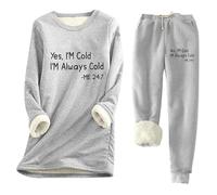 Completo Termico Donna Invernale Top e Pantaloni in Pile Stampa Freddo Caldo Morbido Base Layer Casual Accogliente Ideale per attività Allaperto e Casa in Inverno