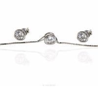 completo tutto argento collana punto luce cipollino 5mm con orecchini abbinati