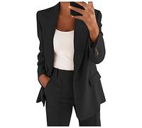 Completo Ufficio Tailleur BIazer Donna Elegante Taglie Forti per Cerimonie e Ufficio Ideale per Lavoro e Occasioni Estive 1 Pezzo con Maniche Lunghe in Tinta Unita per Estive e (A01-Black, S)