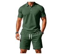 Completo Uomo 2 Pezzi Polo Short Rosa Testurizzato Casual Estate