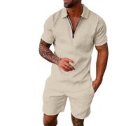 Completo Uomo Casual Estivo Camicia e Pantaloncino Set Tuta 2 Pezzi Tempo Libero Abbigliamento Comodo da Casa Relaxed Fit Abiti Spiaggia Coordinato Curvy Leggero Completino
