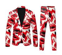 Completo Uomo con Stampa 3D per San Valentino, Giacca Leggera da Lavoro, Design Originale e Romantico/A